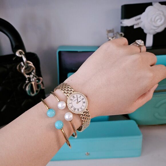 🧧SOLD🎋 Tiffany & Co. HardWear Ball Amazonite 18k Yellow Gold Cuff MEDIUM Bangle - Picture 6 of 6